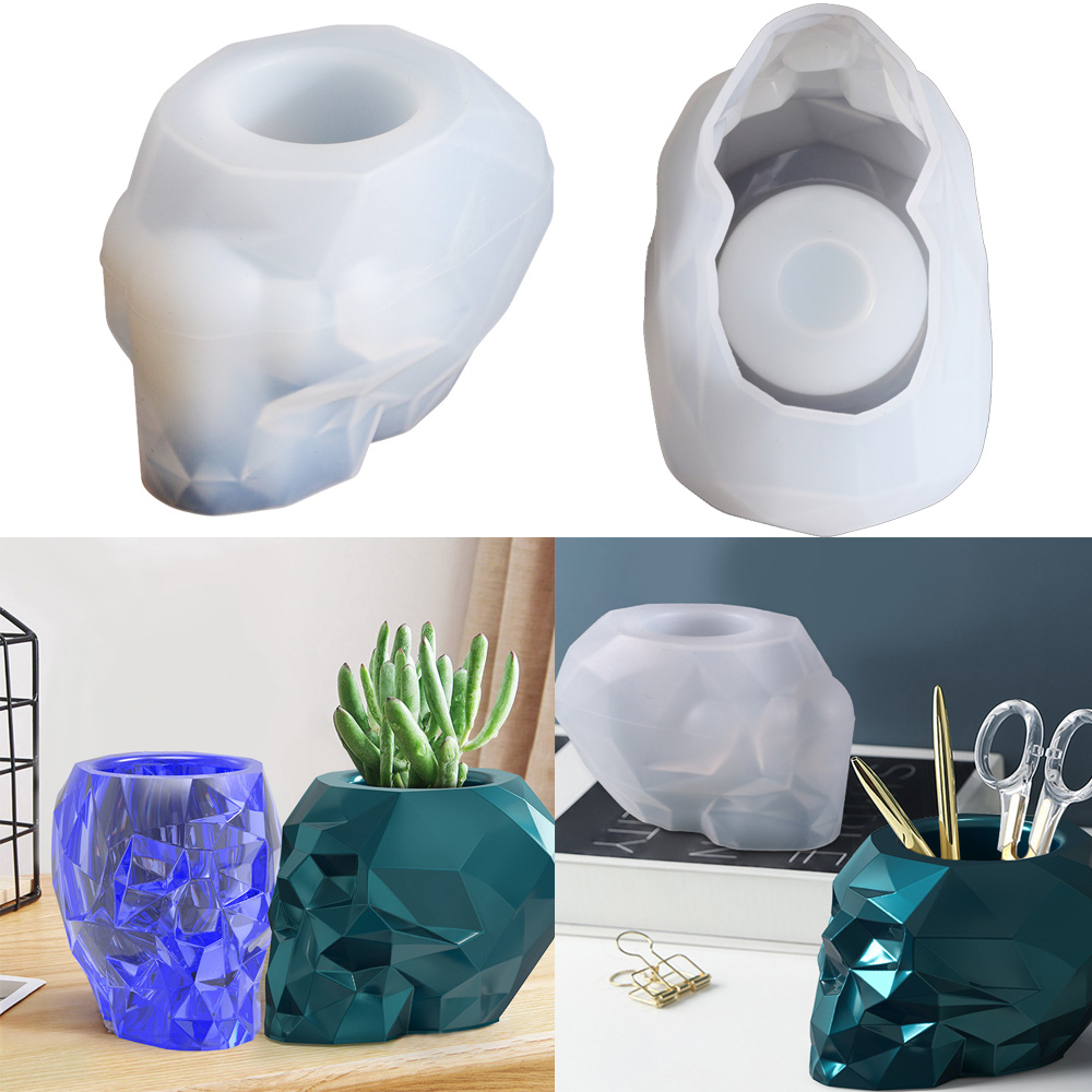 Skull Shape Mold Pen Holder Si - Succulent Set 评论和价格