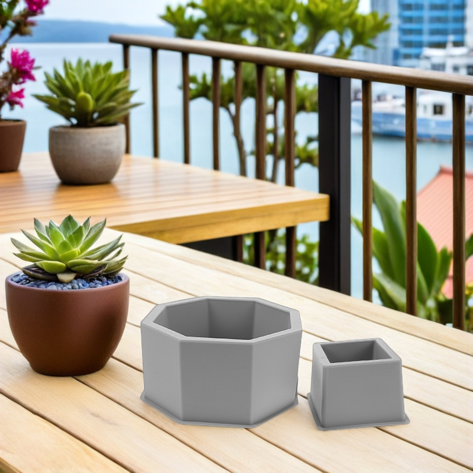 2Pcs Silicone Concrete Planter - Succulent Set 评论和价格