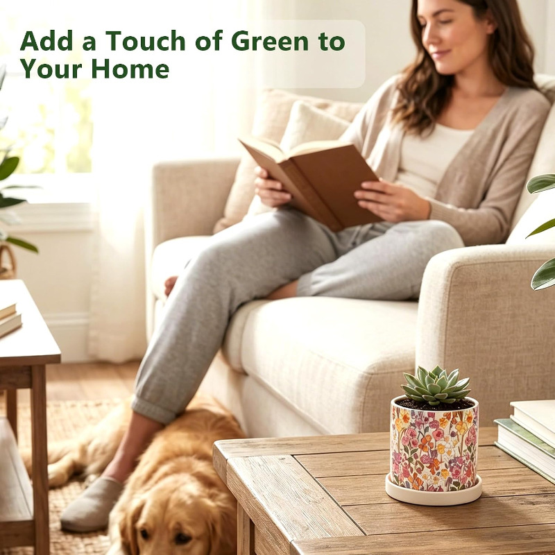 3Pcs Floral Ceramic Planters w - Snake Plant Ceramic 评论和价格